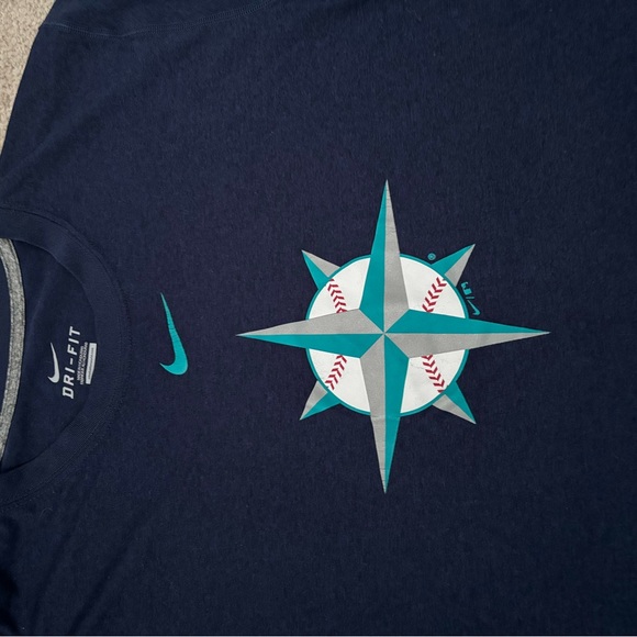 Seattle Mariners Nike Blue Short Sleeve Tee with Compass Design - Picture 2 of 6